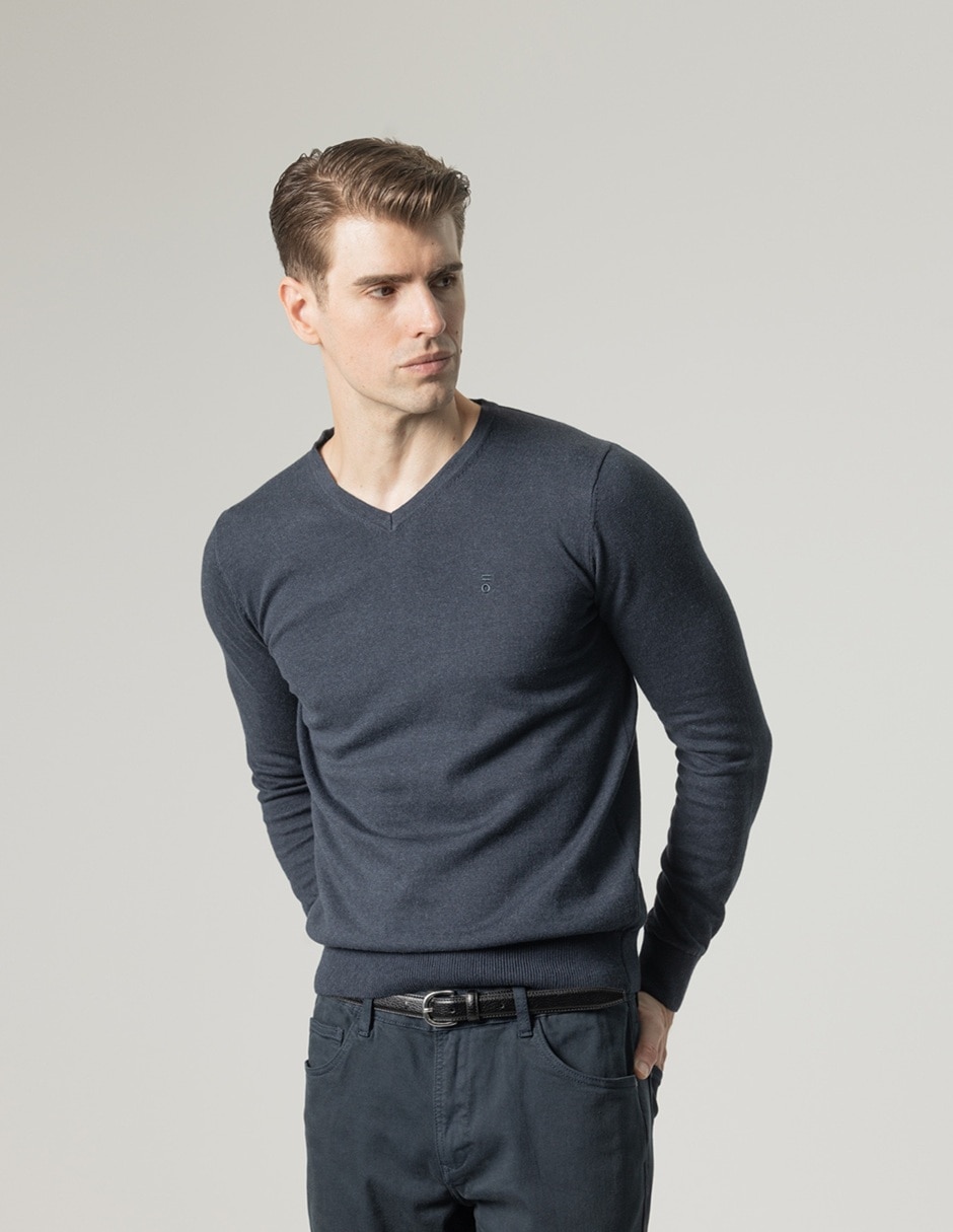 Suéter cuello v para hombre 5