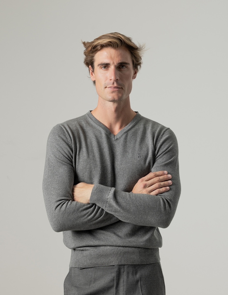 Suéter cuello v para hombre 2