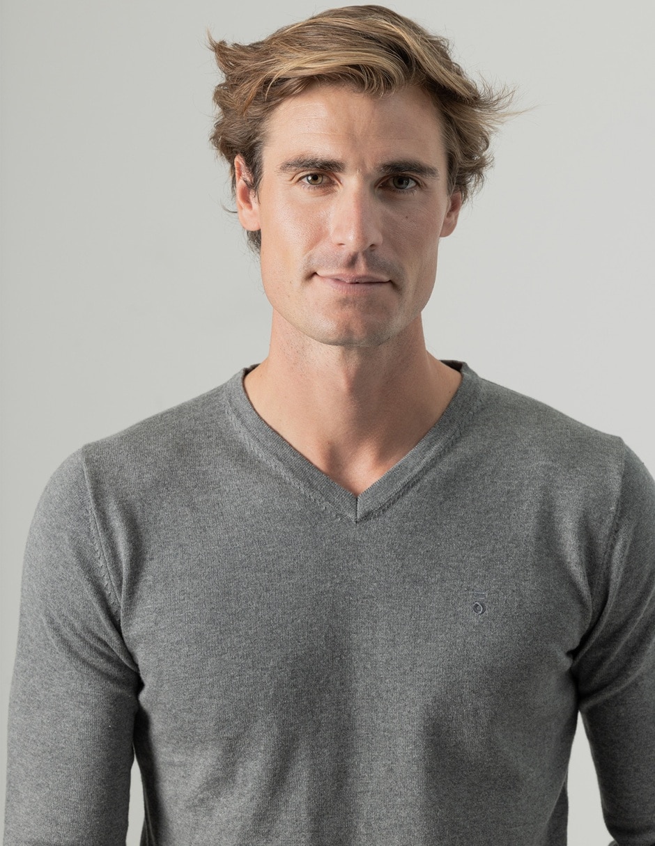 Suéter cuello v para hombre 4