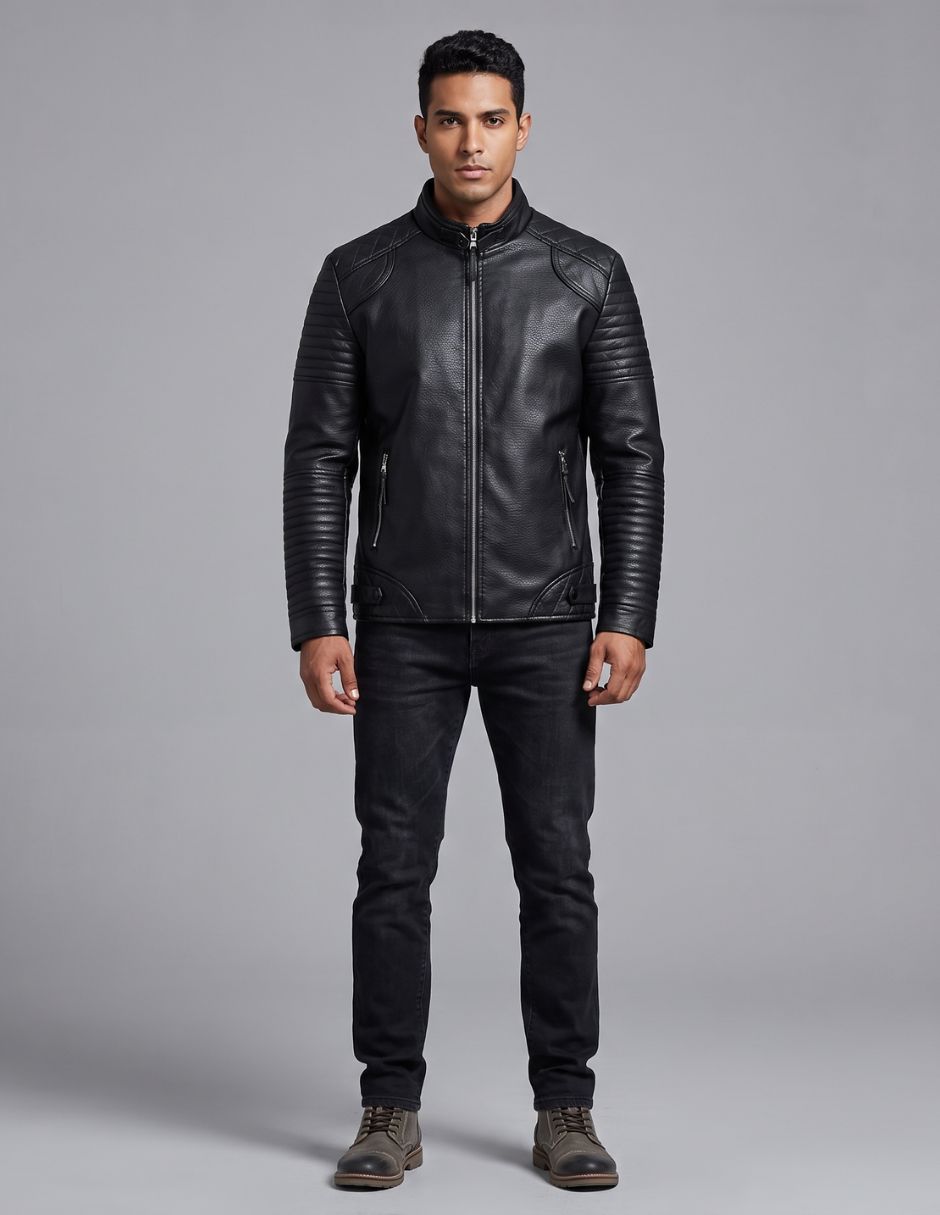 Chamarra Para motociclista No de Vinipiel Con bolsillos para hombre 2