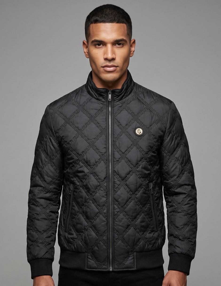 Chamarra Bomber JK-155-BLACK No de Vinipiel Bolsa con cierre para hombre