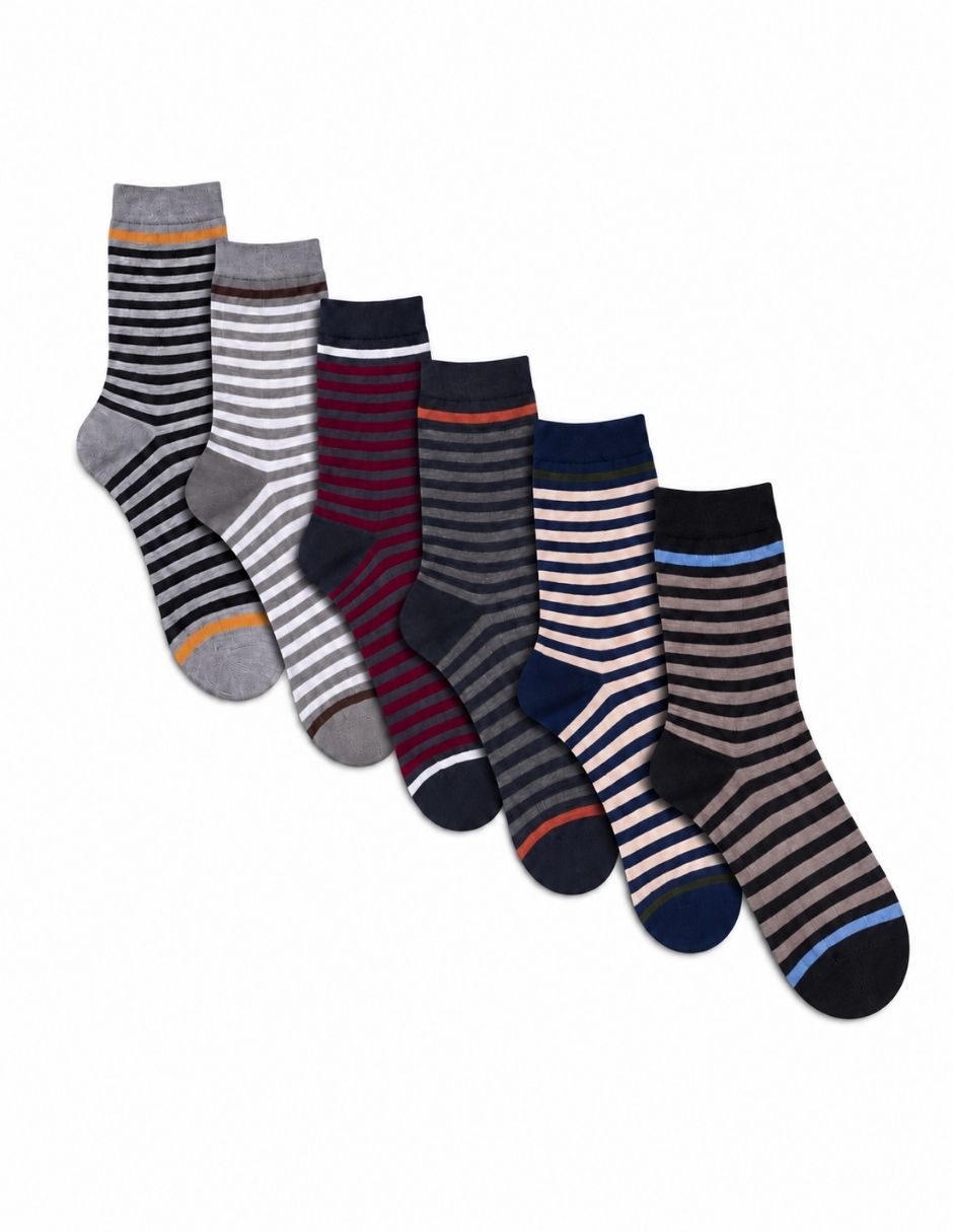 Calcetín raya stretch para hombre 6 pares Calcetín raya stretch para hombre 6 pares