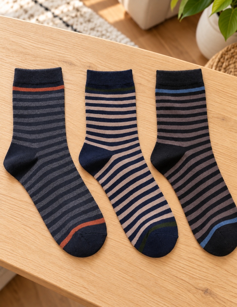 Calcetín raya stretch para hombre 6 pares 4