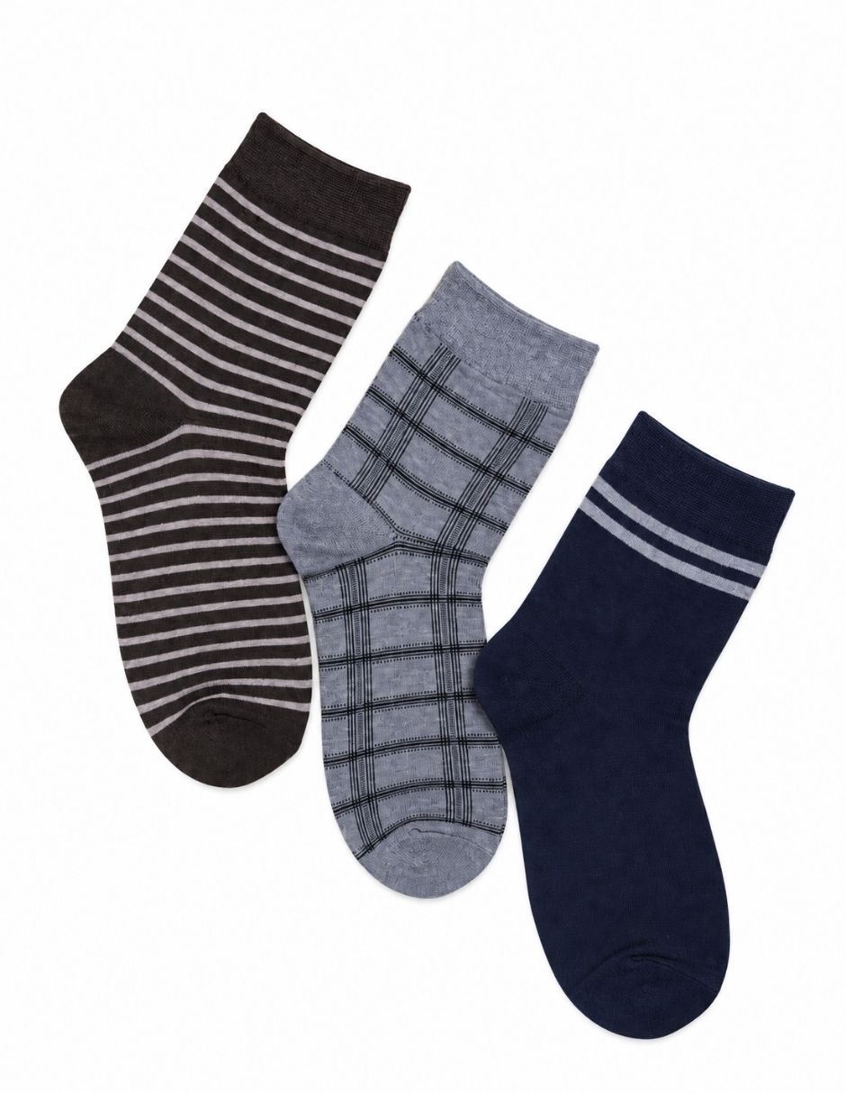 Calcetín stretch de algodón para hombre 3 pares Calcetín stretch de algodón para hombre 3 pares